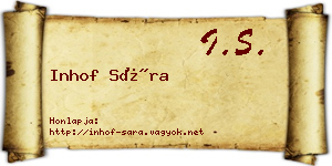 Inhof Sára névjegykártya