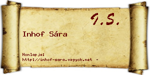 Inhof Sára névjegykártya